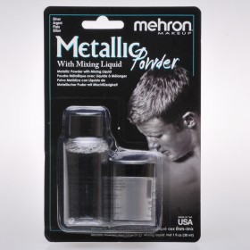 Mehron Metallic Powder Set Silver + Liquid UITVERKOCHT!